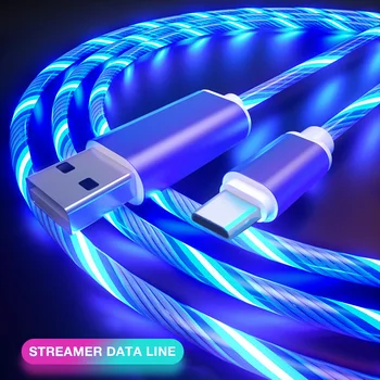 Leuchtendes LED Ladekabel mit Micro-USB, USB-C oder Lightning