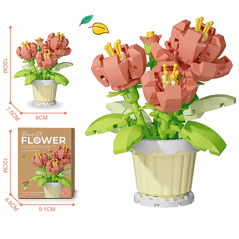 Kreativer Bausteinstrauß, Geschenk zum Topf mit ewiger Blume – Bild 3