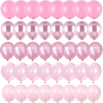 Perlenpulver Konfetti Metall Latex Ballons Hochzeitsdekoration Rosa Globos Neujahr Geburtstag Party Babyparty