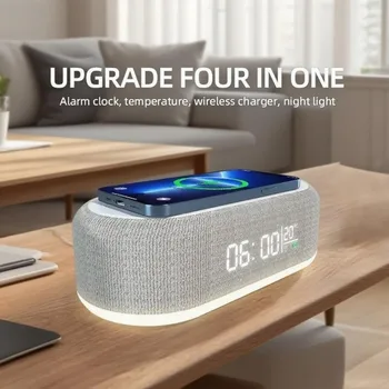 Wecker Drahtlose Ladegeräte Pad Telefon Schlafzimmer Lampe Nachtlicht Schreibtisch Thermometer Für iPhone 17