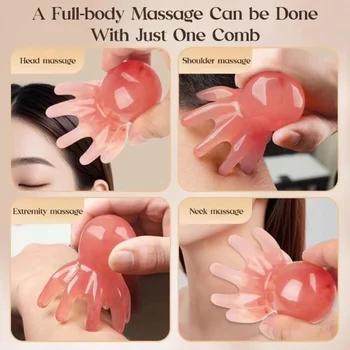 Oktopus-Massagekamm Kopf-Meridian-Schaber Kopfhaut-Massagebürste Akupunktur SPA Gua Sha Massagekamm
