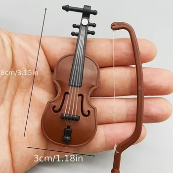 Mini Violine Prop Holz Musikinstrument Dekoration handgemachte Desktop Violine für Puppenhaus Miniaturen