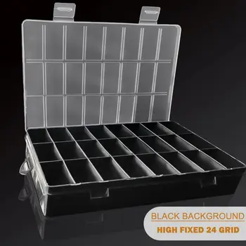 24-Gitter-Fach aus Kunststoff, Aufbewahrungsbox für Schmuck, Ohrringe, Perlenschraubenbehälter