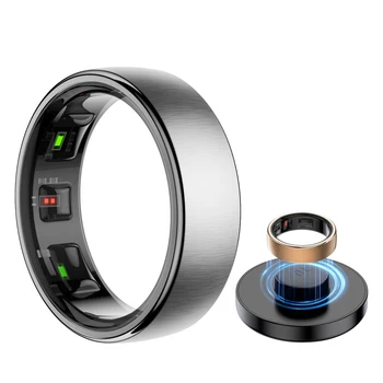 Uhoofit R10 Smart Ring mit Ladestation Männer Frauen Gesundheit Schlaf Herzfrequenzüberwachung IP68 & 5ATM