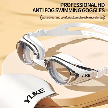 YUKE Schwimmbrille Beruf HD Wasserdicht Bequem Antibeschlag UV Schwimmbrille Wassersport Verstellbare Brille