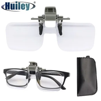 2X Leselupe mit Clip, Acryl-Brillenlupe, leichte bestickte Lupen, Handarbeiten, Basteln, Sehhilfen