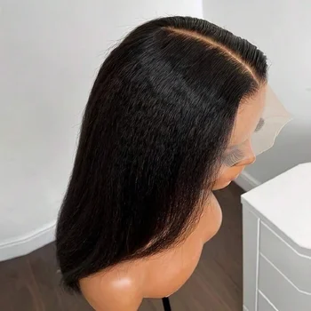 13x4 Kinky Straight HD Transparent Lace Frontal Perücken aus Echthaar für Frauen, Remy-Haar, brasilianisches