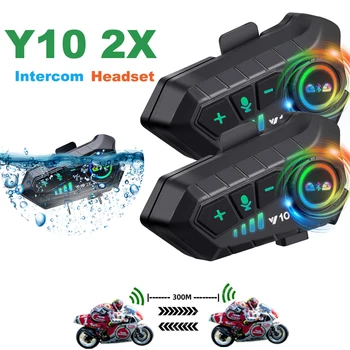 Kebidumei YP10 2X Drahtlose Bluetooth 5,3 Motorrad Helm Intercom Headset Wasserdicht 300 m Intercomunicador
