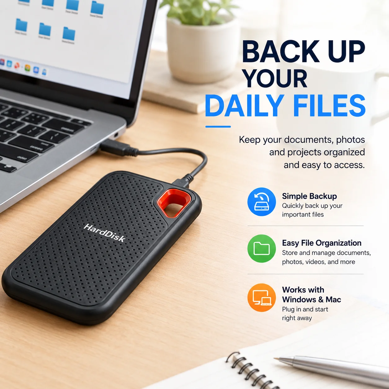 1TB Externe Festplatte 2TB Tragbare SSD USB-C Schneller – Bild 4