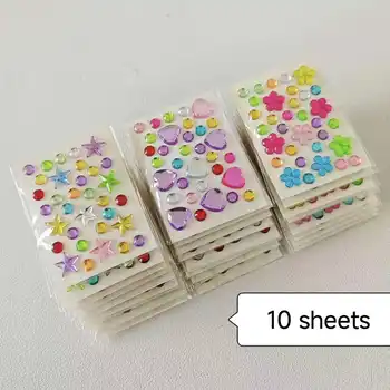 10-Stil bunte Diamant Mini Aufkleber Zubehör DIY Acryl dreidimensionale Dekoration Kinder und Studenten