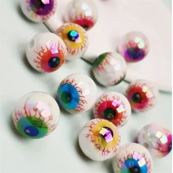16MM 10 stücke Spooky Augapfel Perlen Acryl Spacer Perlen Bunte Auge Lose Perlen Für Diy Halloween & Party