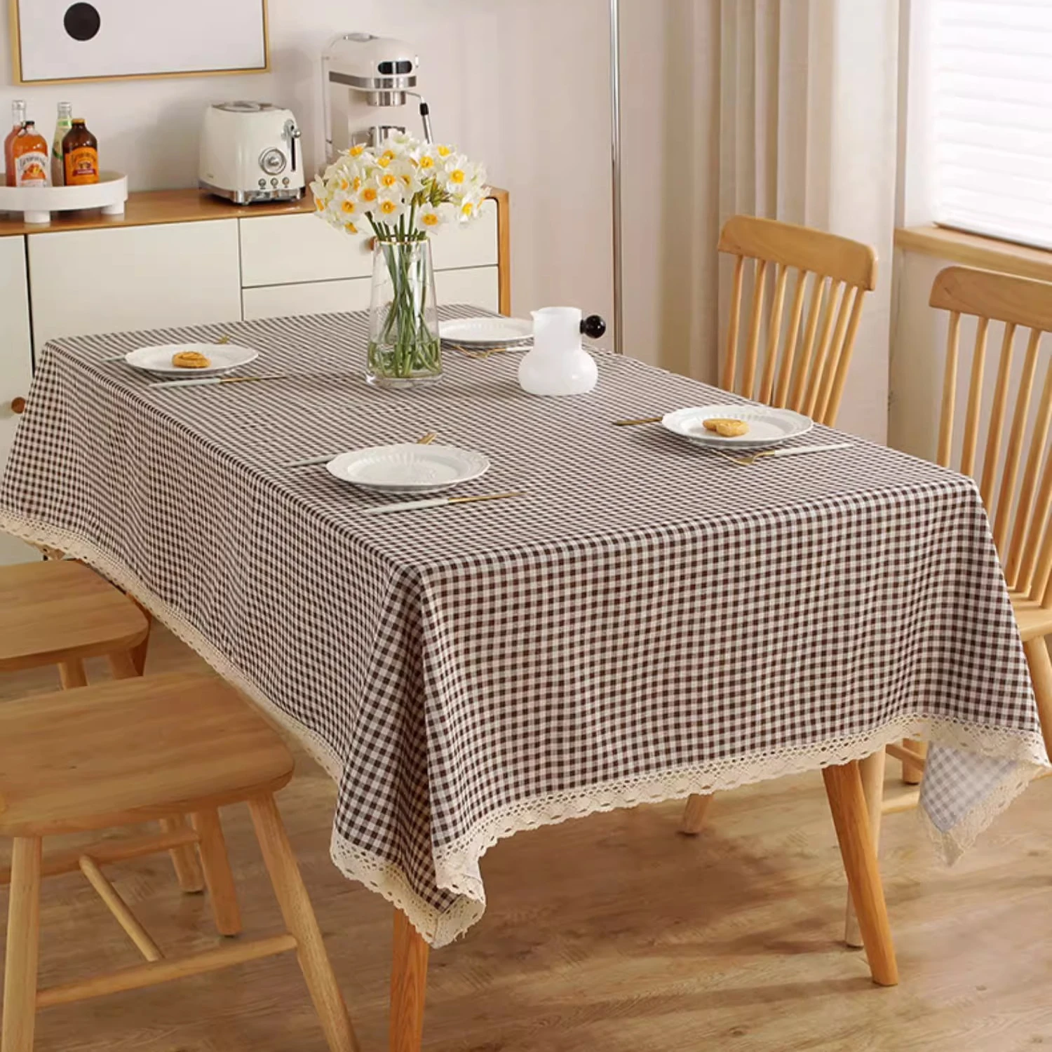 Kaffeegitter-Tischdecke im nordischen minimalistischen Stil – Bild 4
