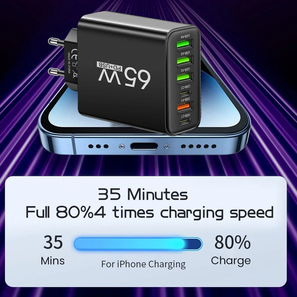 USB-Ladegerät 65 W mit mehreren Anschlüssen, USB-C – Bild 6