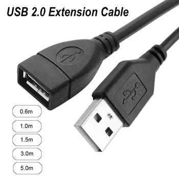 USB 2.0 A-Stecker auf A-Buchse Daten-Synchronisationskabel Schwarzes Ladekabel Verlängerungskabel USB-Kabel