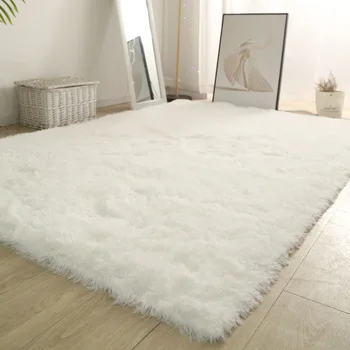 Weiß Flauschigen Halle Teppich Moderne Wohnzimmer Schlafzimmer Wohnkultur Große Matten Verdickt Nicht-Slip