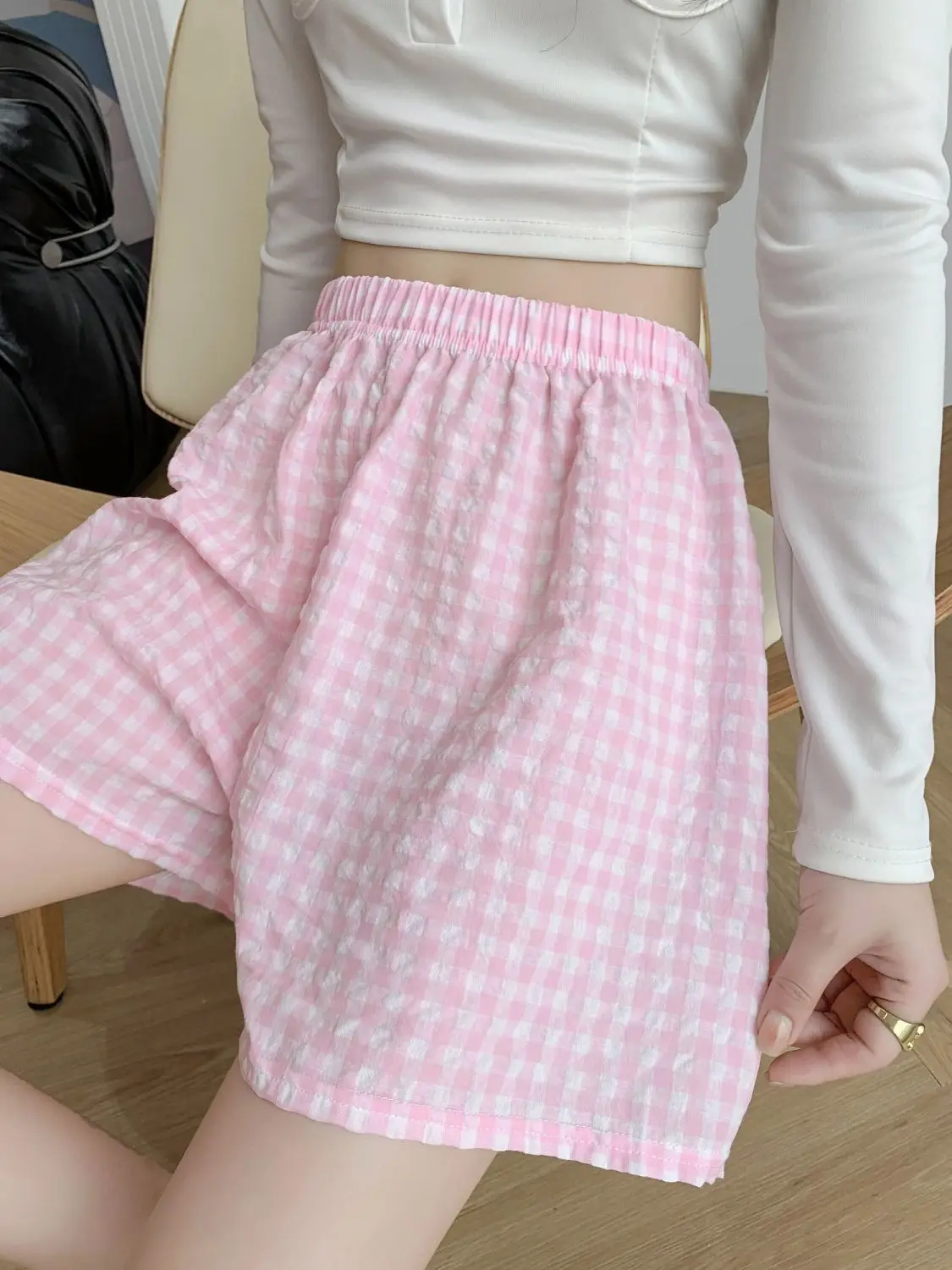 Sommer Home Shorts Damen Hohe Taille Abnehmen Breite Bein – Bild 5