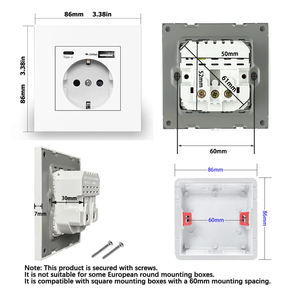 EU-Standard Typ-C USB-Steckdose Hochwertige Materialanlagen – Bild 5