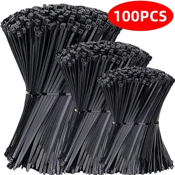 Kunststoff-Nylon-Kabelbinder, selbstsichernde Kabelbinder, Riemen, verstellbare Kabel (100 Stück)
