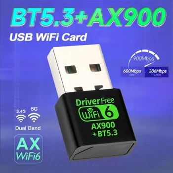 WiFi 6 AX900 Bluetooth 5.3 WiFi USB-Adapter Drahtlose Netzwerkkarte 2,4 G & 5 GHz Wi-Fi-Antenne USB