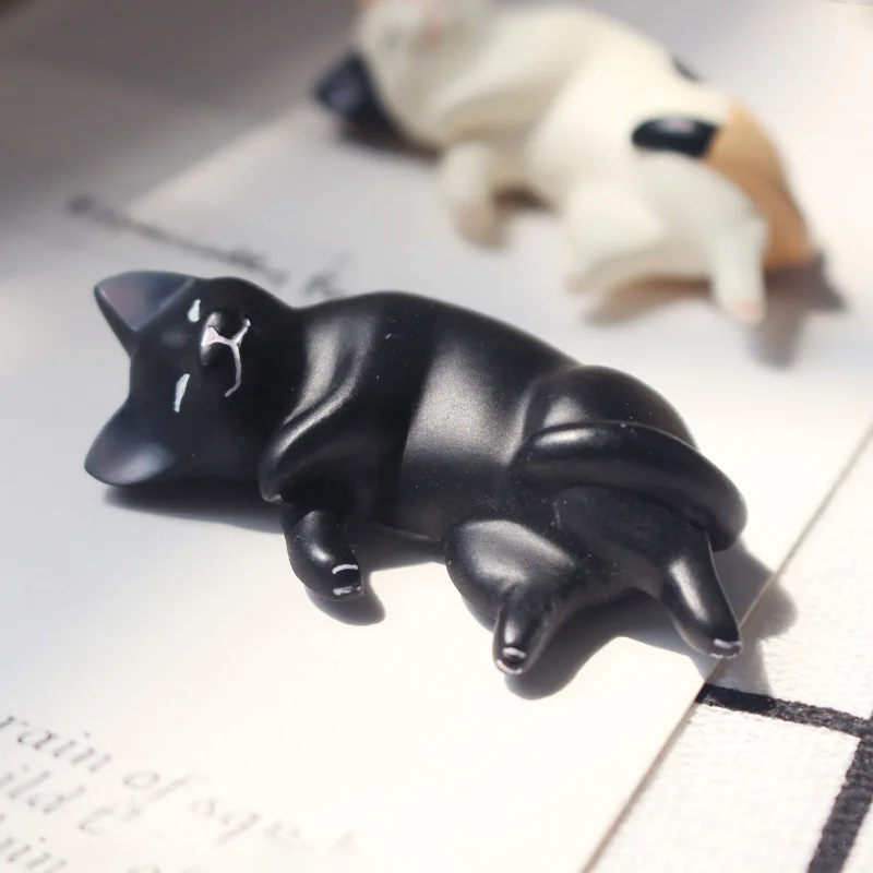 6 stücke Kawaii Harz Mini Schlafen Katze Mini Figuren – Bild 5