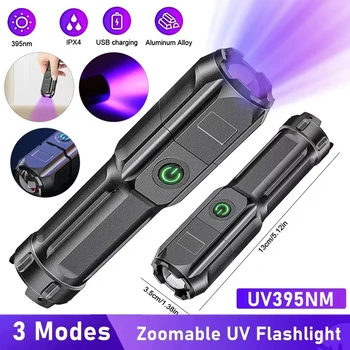 Mini-Lila-Licht, sehr starke LED-Taschenlampe, wiederaufladbare Hochleistungs-Taschenlampen, extrem