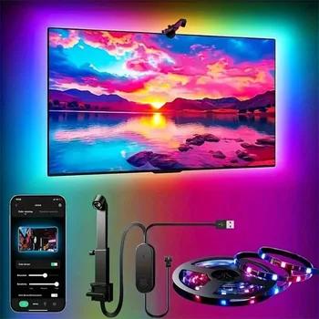 RGBIC LED TV-Hintergrundbeleuchtungsstreifen mit Kamera-App-Steuerung, Musik-Synchronisation, Smart Lights