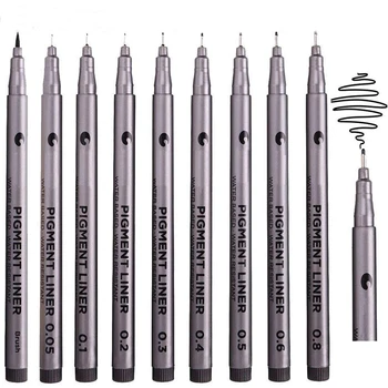 Schwarze Micro-Fineliner-Stifte mit mikrofeiner Spitze zum Skizzieren, Zeichnen, Kunst (9 Stück)