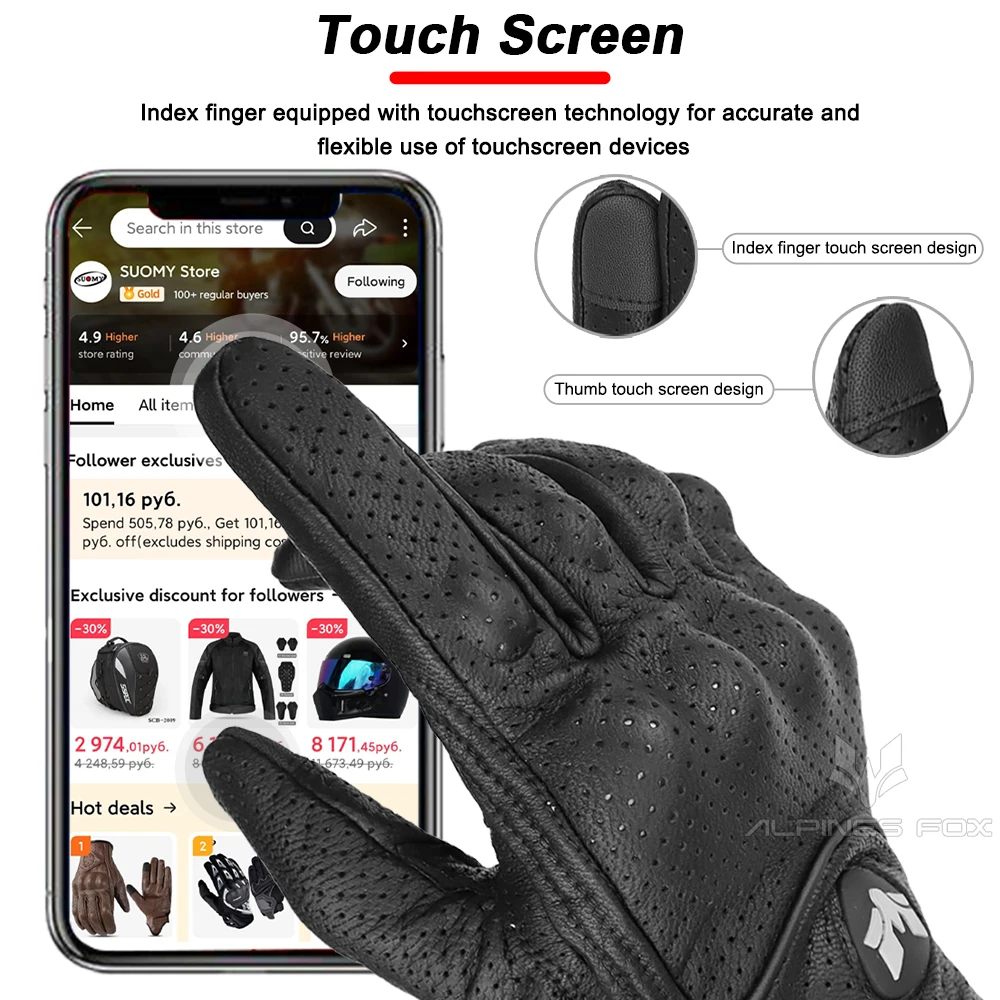 2023 sommer Neue Vintage Leder Motorrad Handschuhe Männer – Bild 5