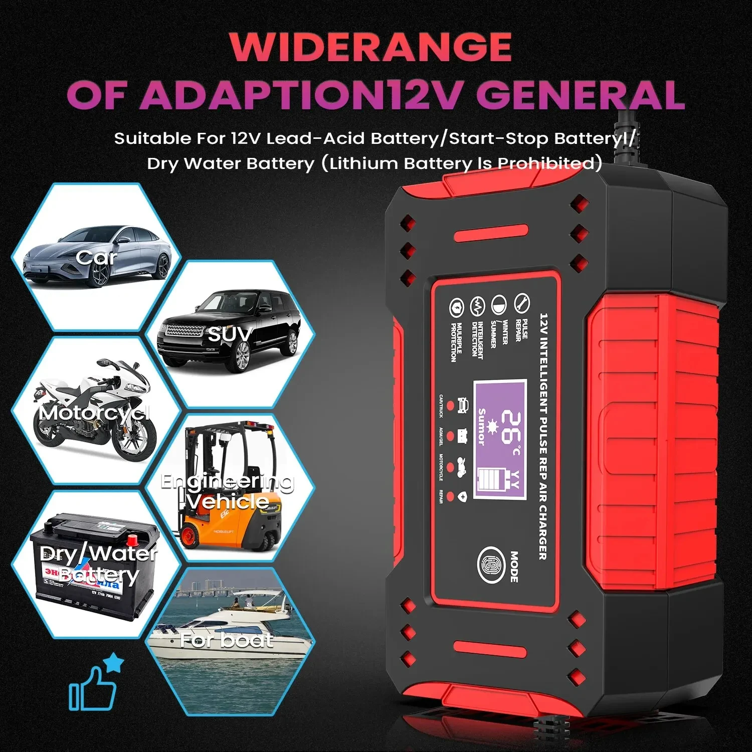 Ladegerät Auto- und Motorradbatterie-Ladeeinheit – Bild 4