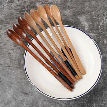Holz löffel zum Kochen Honig Server Tee Kaffee Rühr löffel Farbe Honig Tee Schaufeln langen Griff Kaffee