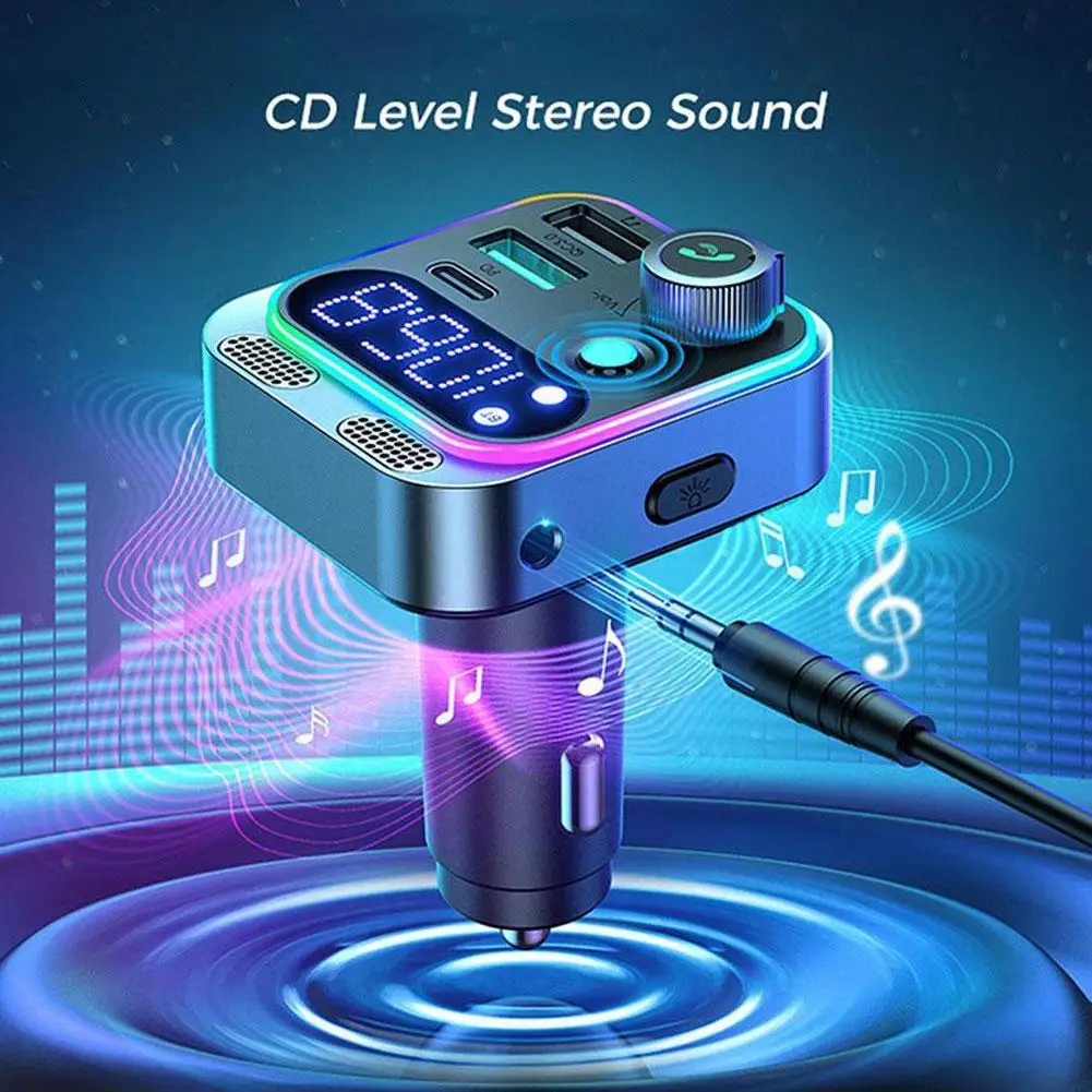 Bluetooth 5.3 FM Sender 4 Port USB Auto Ladegerät Typ C PD – Bild 5