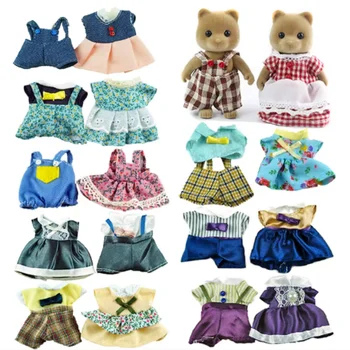 Kleid Puppenhaus Zubehör 1:12 Waldtier Familienkleidung Mode Alltagskleidung Lässige Outfits Weste Hemd Rock