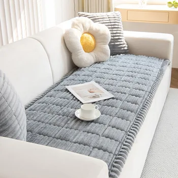 Verdickte Quilten warme Streifen Flanell Sofa Pad, für Winter Wohnzimmer Sofa Handtuch Multiuse Sofa Abdeckung