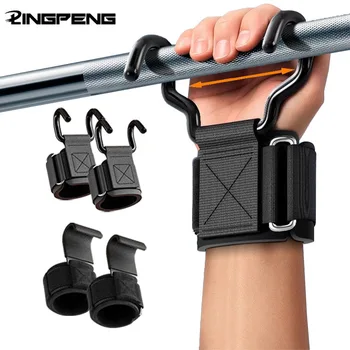 Gewichtheben Haken Griffe mit Handgelenk Wraps Hand-Bar Handgelenk Strap Gym Fitness Haken Gewicht Strap