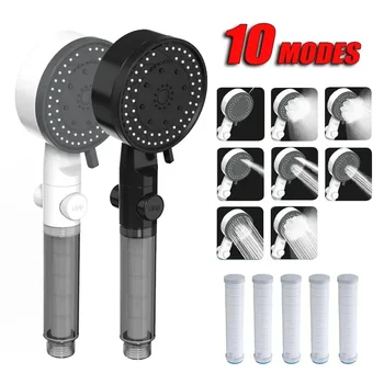 10-Modus-Duschköpfe Hochdruckfilter Duschköpfe One Touch Stop Badezimmer Handheld wassersparendes Sprühgerät