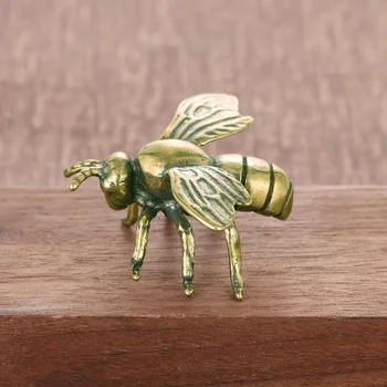 Solide Messing Insekt Honigbiene Figuren Miniaturen Tee Haustier Lustige Käfer Handwerk Sammlung Desktop