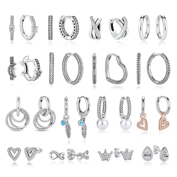 925 Sterling Silber Ohrringe 2026 Ohrstecker Kristall-Ohrringe für Damen Roségold Krone Herz Unendlichkeit
