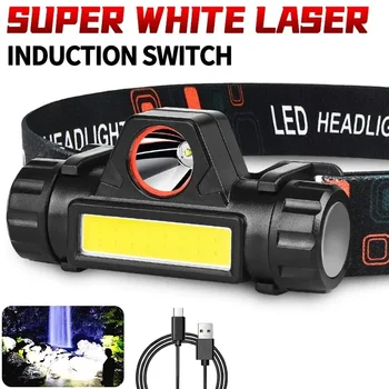 Outdoor-Scheinwerfer mit langer Akkulaufzeit und starkem Licht, LED-Nachtangeln, Aufladung, am Kopf montierte