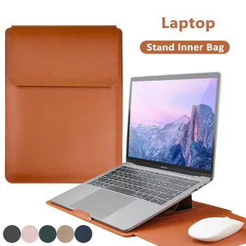 PU-Leder-Laptop-Computer-Hülle mit Ständer, Tasche für Herren und Damen, 13, 14, 15, 15,6, 40,6 cm