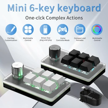 6 Tasten, 1 Knopf, RGB-Programmierung, Makro-Gaming-Knopf, Tastaturen, Mini-kundenspezifische