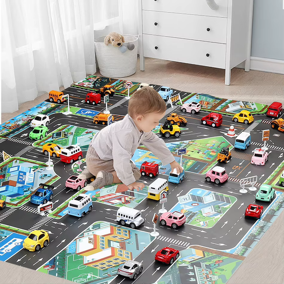Baby-Spielmatte, Straßenkarte für Kinder, Cartoon-Kunststoff
