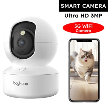 Boykeep 2K-Hundekamera mit Telefon-App, 5 G/2,4 GHz WiFi-Babykamera für den Innenbereich, 360° ° Schwenken