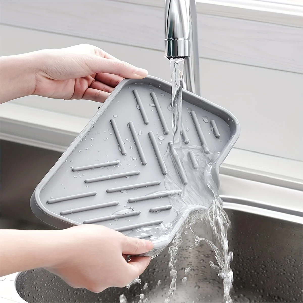 Waschbecken Silikon Tablett Mit Ablauf Seife Schwamm Lagerung – Bild 2
