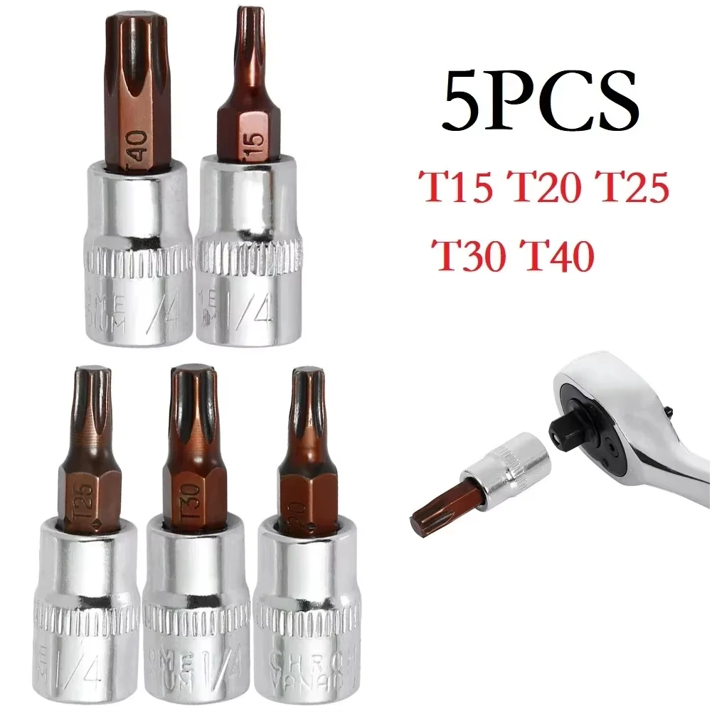 5 Stück Torx-Schraubendreher-Bits 1/4 Zoll Antrieb