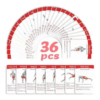 Workout-Karten Übungsdeck 36 Stück Tragbare Fitness-Trainingsanleitung Heimtraining-Karten für Anfänger