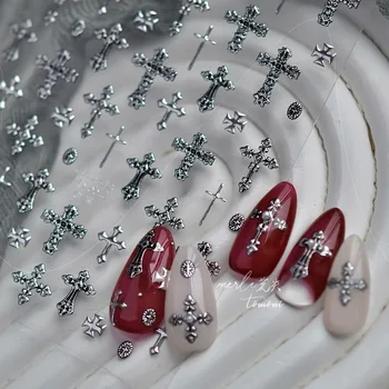 Coole Metall Nagel Aufkleber Dark Retro High-end Kreuz Nail art Zubehör Aufkleber Selbstklebende Maniküre