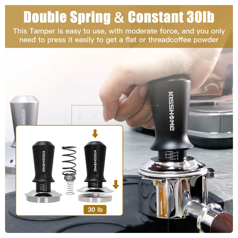 Kaffee Tamper 30lb Konstantdruck Kalibrierte Doppelfeder 51mm – Bild 4