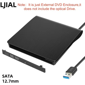 LJIAL 12,7 mm USB 3.0 DVD-Laufwerk, externes optisches Laufwerksgehäuse, SATA-zu-USB-Externgehäuse für Laptop