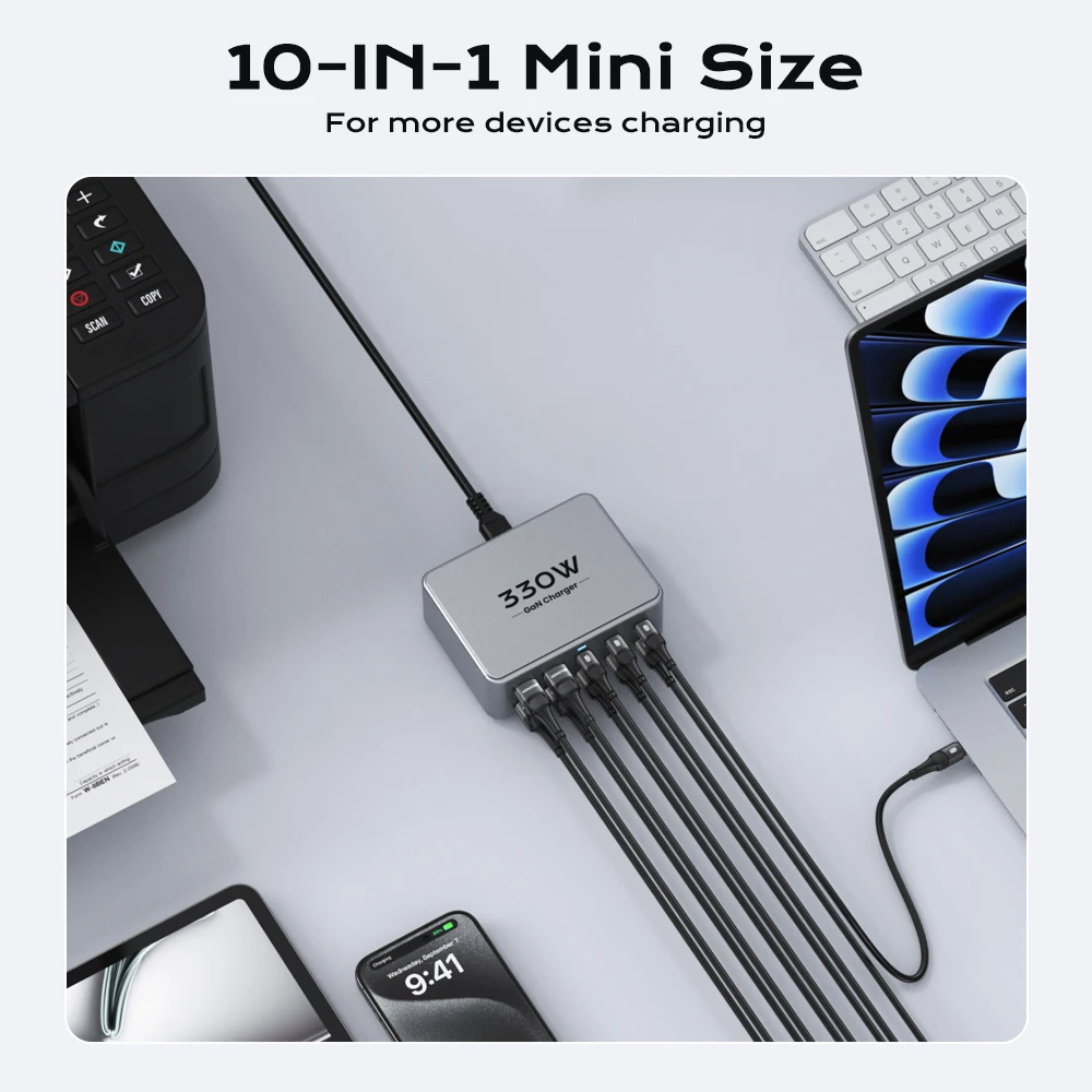 GaN USB-C Multiport-Ladestation 330 W, 100 W PD 3.0, PPS, QC – Bild 5