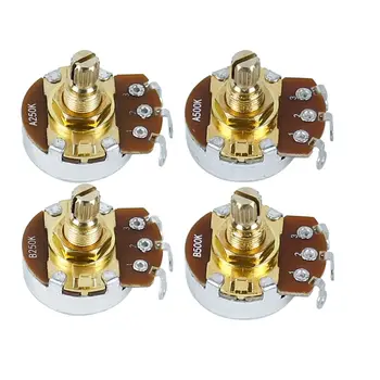 FLEOR 4PCS Golden Short Shaft Potentiometer Gitarrentöpfe 500K 250K Wählen Sie E-Gitarrenteile